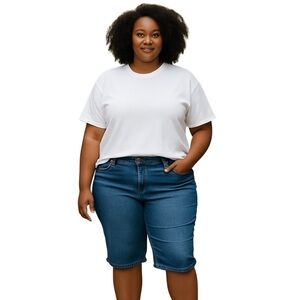 Blue Ankle Cropped Jeans with Flared Leg